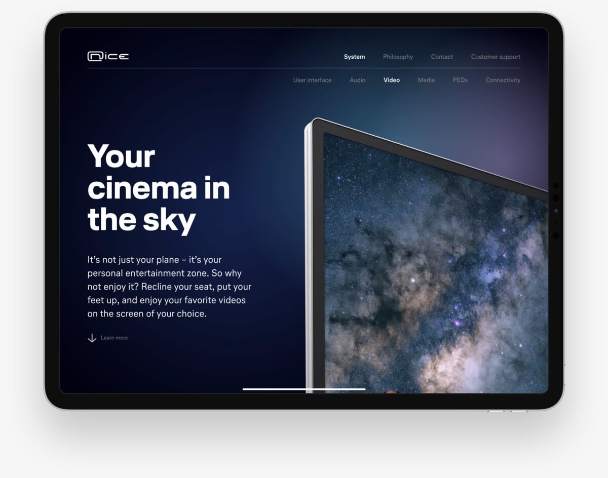 nice System Website iPad Mockup