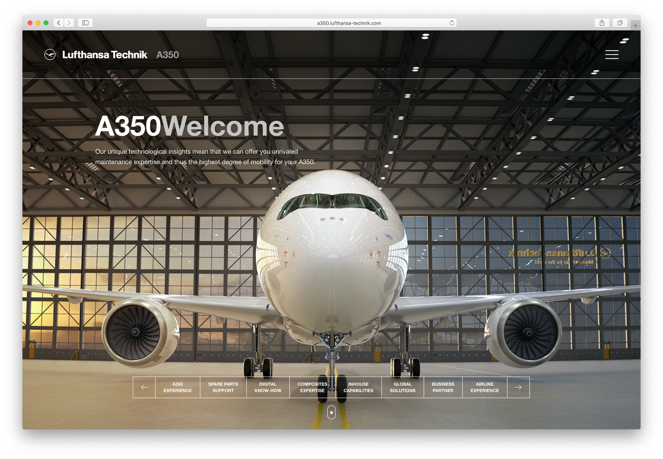 Airbus A350 Website und Microsite