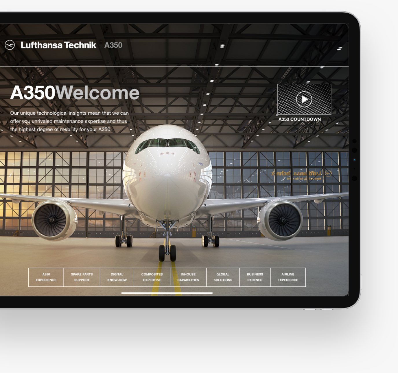 A350 Website iPad Mockup